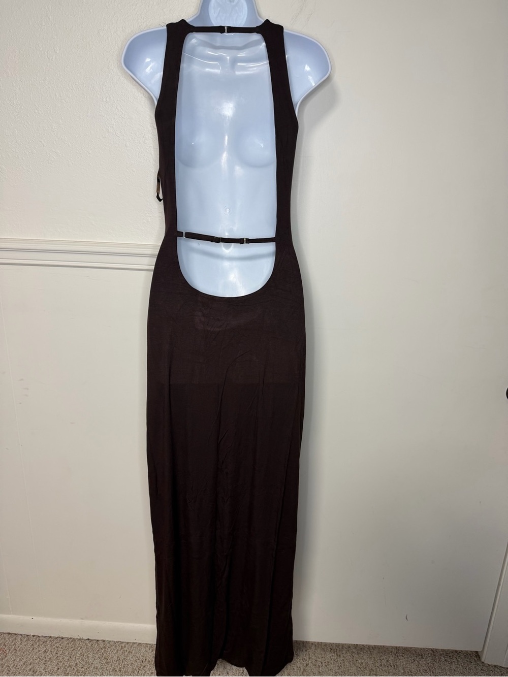 Riot Swim Chocolate capri Backless Halter Maxi Dress with Cutouts new with tag - Picture 6 of 9